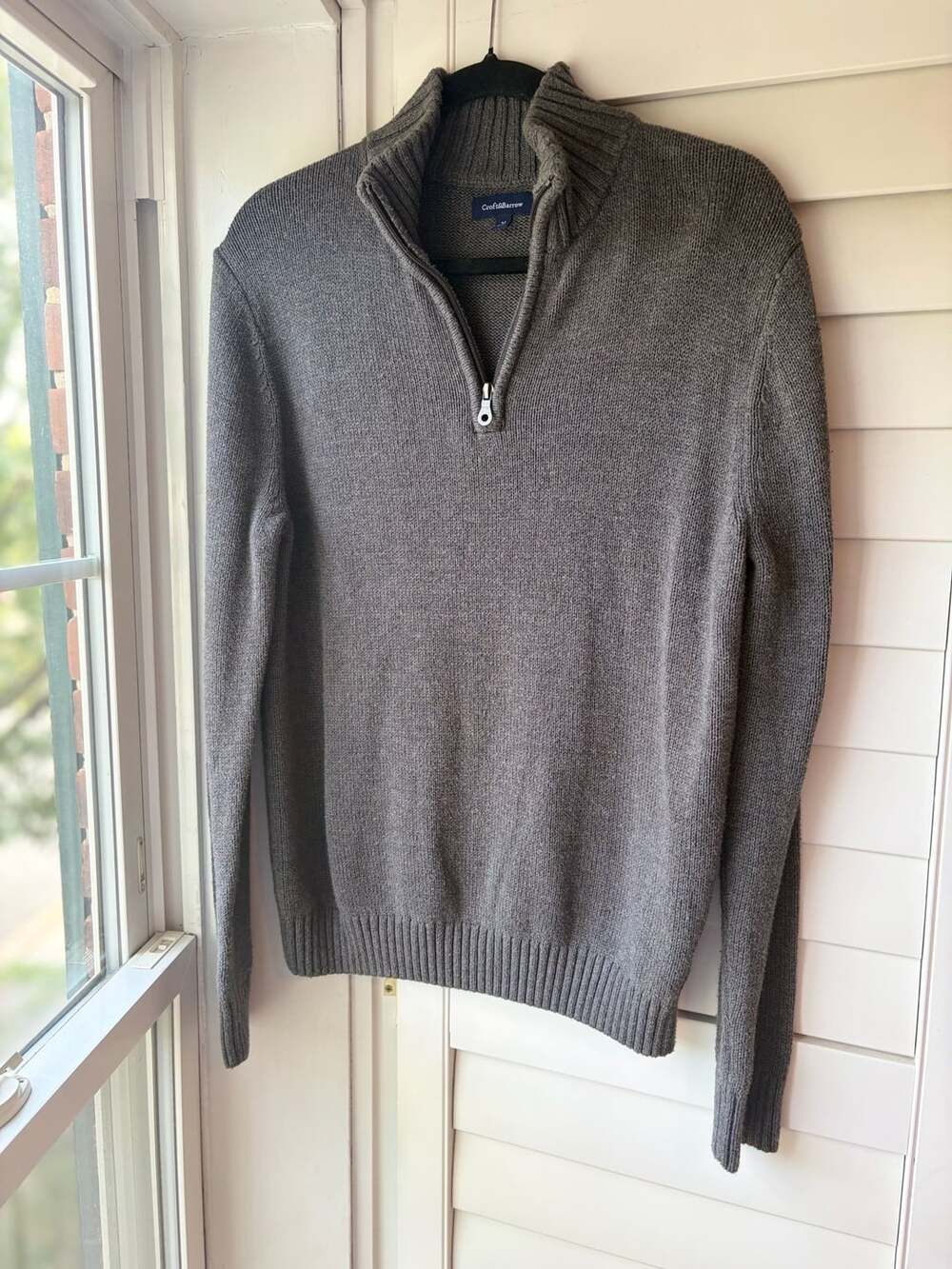 Gray Quarter-Zip Knit Sweater Fisherman’s Daughter Quiet Luxury Cool Girl